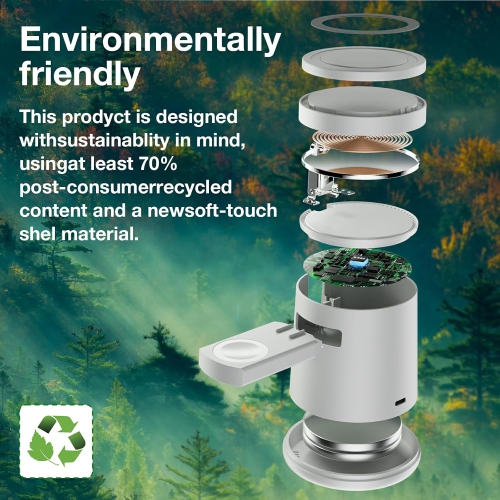 2025 Upgrade 3 in 1 Charging Station for Apple MagSafe Charger, Adjustable Portable Wireless Charging Stand, Fast Wireless Charger Dock