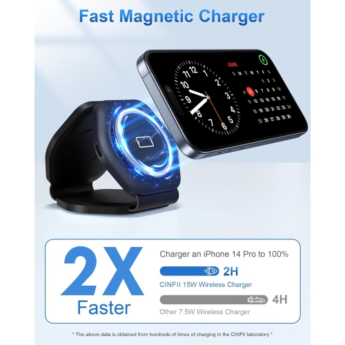 3 in 1 Wireless Charging Station for Apple MagSafe Charger, Foldable Magnetic Travel Charger for Multiple Devices iPhone 16 15 14 13 12 Series Apple