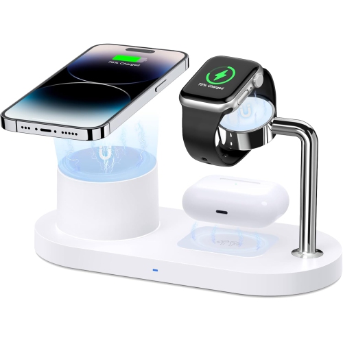 YOULIGHTS  Magnetic Wireless Charger for Iphone: 3 In 1 Charging Station for Multiple Device Apple - 18W Fast Mag-Safe Charger Dock Stand