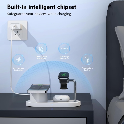 Magnetic Wireless Charger for iPhone: 3 in 1 Charging Station for Multiple Device Apple - 18W Fast Mag-Safe Charger Dock Stand