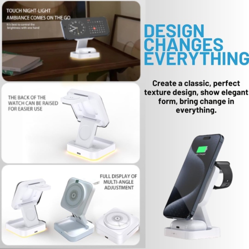 3 in 1 Wireless Charging Station for iPhone 16 15 14 Pro Max, Apple Watch & AirPods Charger, Android and Qi-Certified Fast Charging Dock