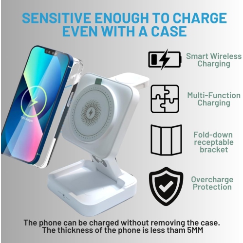 3 in 1 Wireless Charging Station for iPhone 16 15 14 Pro Max, Apple Watch & AirPods Charger, Android and Qi-Certified Fast Charging Dock