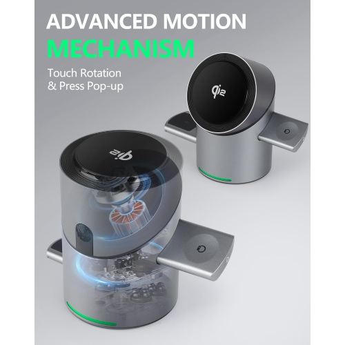 3 in 1 Auto Rotation Wireless Charging Station for Apple Devices, Mag-Safe Wireless Charging Stand, Qi2 15W Wireless Charging Station