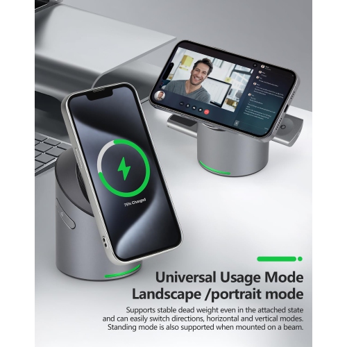 3 in 1 Auto Rotation Wireless Charging Station for Apple Devices, Mag-Safe Wireless Charging Stand, Qi2 15W Wireless Charging Station