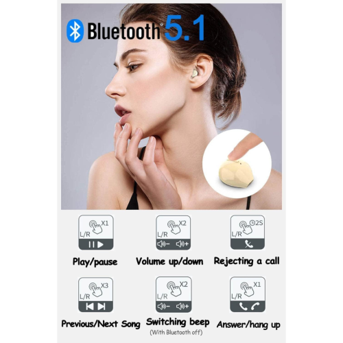 Bluetooth Earbuds Invisible Small Mini Wireless Bluetooth Earbud for Music, Home, Work