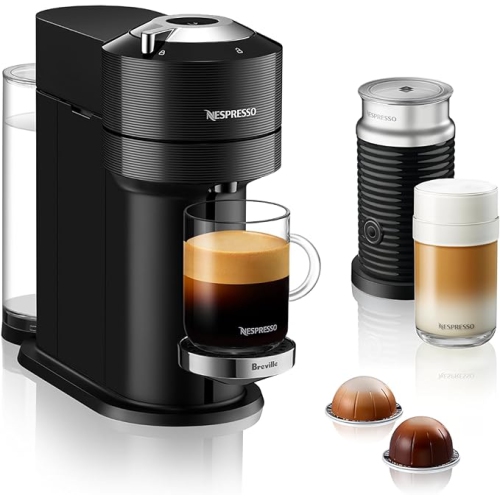 Machine à café/espresso Nespresso Vertuo Next Premium par Breville avec moussoir à lait Aeroccino - Noir classique