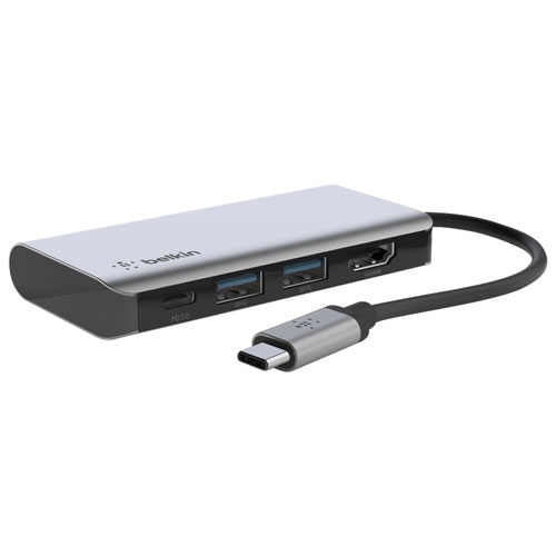 Refurbished Belkin CONNECT 4-in-1 USB-C Hub with Power Delivery (AVC006BTSGY)