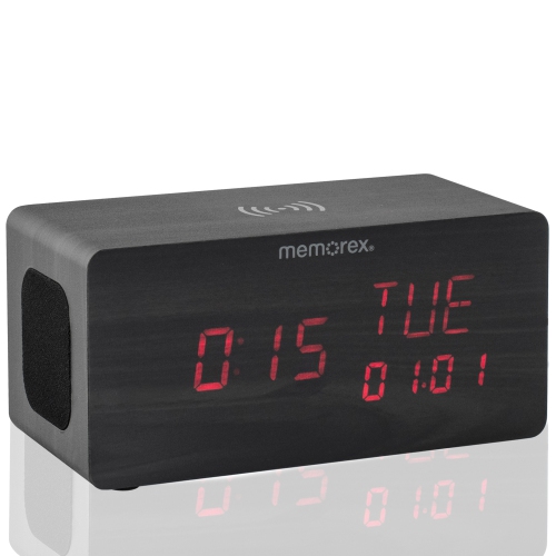 Memorex CRBT250 Bluetooth Led Alarm Clock With Wireless Charger