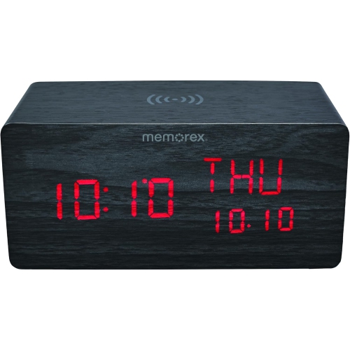 Memorex CRBT250 Bluetooth Led Alarm Clock With Wireless Charger