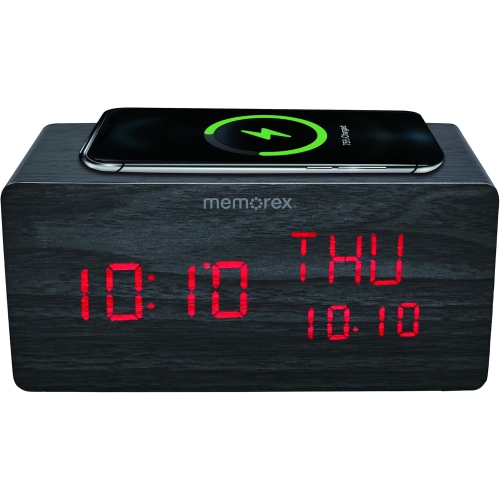 Memorex CRBT250 Bluetooth Led Alarm Clock With Wireless Charger