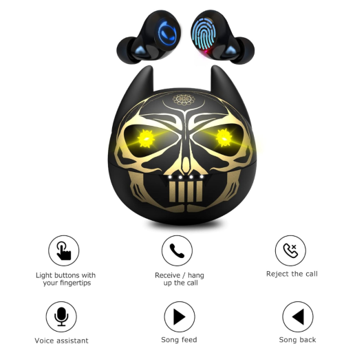 Kids Wireless Earbuds, Noise Reduction Earbuds for Kids Bluetooth 5.0 Waterproof in-Ear Headphones with Mic and Charging Case, Deep Bass Touch