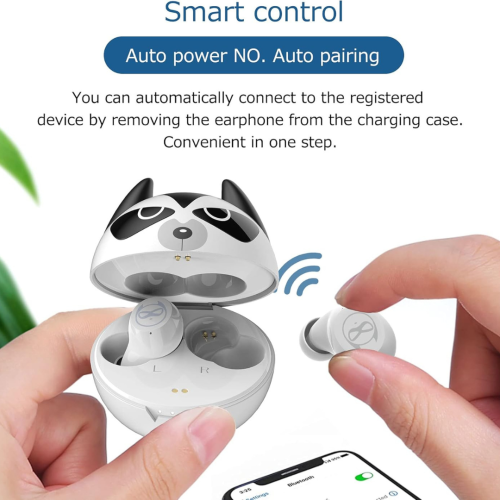 Kids Wireless Earbuds, Noise Reduction Earbuds for Kids Bluetooth 5.0 Waterproof in-Ear Headphones with Mic and Charging Case, Deep Bass Touch