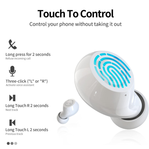 Kids Wireless Earbuds, Noise Reduction Earbuds for Kids Bluetooth 5.0 Waterproof in-Ear Headphones with Mic and Charging Case, Deep Bass Touch