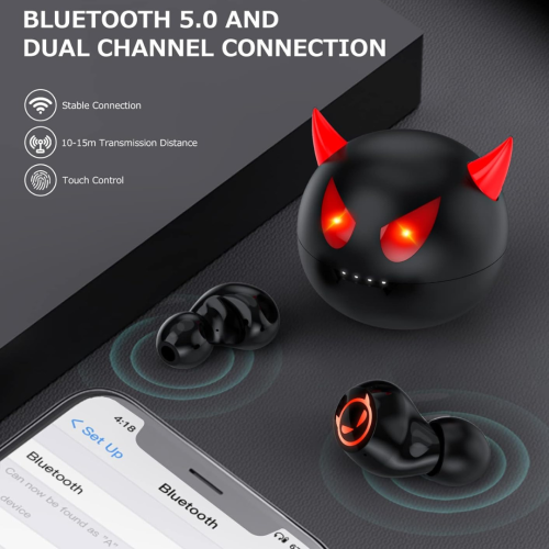 Kids Wireless Earbuds, Noise Reduction Earbuds for Kids Bluetooth 5.0 Waterproof in-Ear Headphones with Mic and Charging Case, Deep Bass Touch