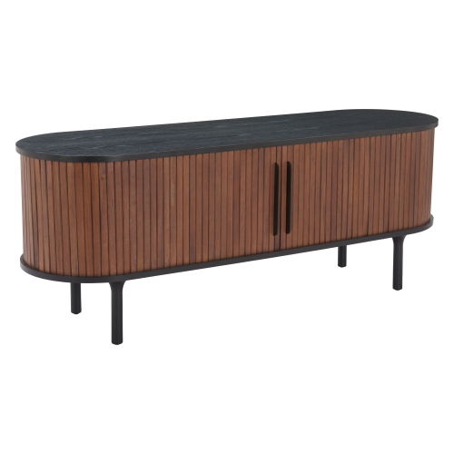 Image 1 of 5.. Koriana Entertainment Stand Black & Walnut