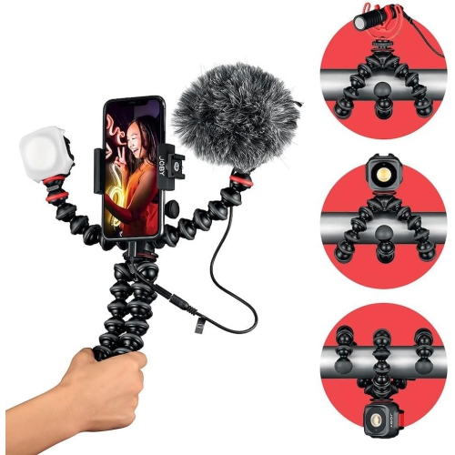 JOBY GorillaPod Mobile Vlogging Kit Flexible Tripod, Phone Holder, Microphone, Light, Vlogger, IRL, Youtuber, Mobile, Conten