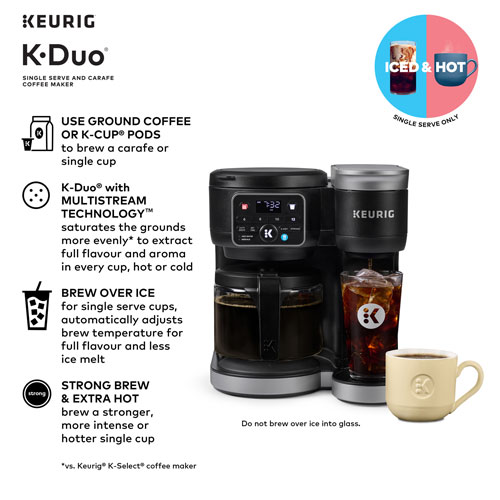 Cafetière pour une tasse ou une carafe K-Duo de Keurig - Noir