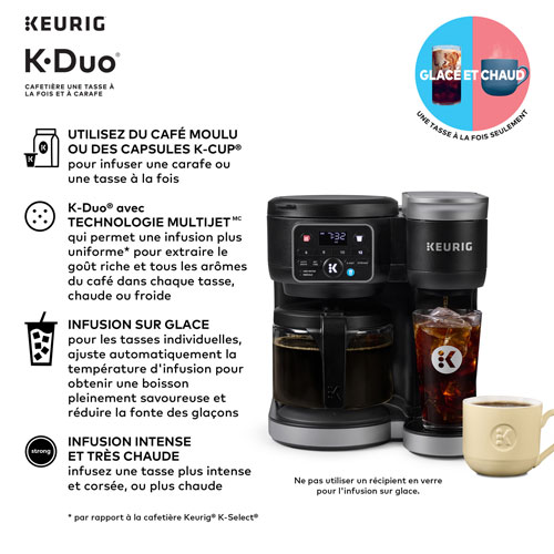 Cafetière pour une tasse ou une carafe K-Duo de Keurig - Noir