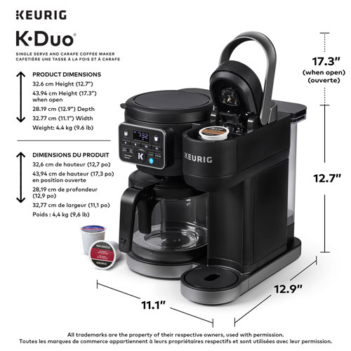 Cafetière pour une tasse ou une carafe K-Duo de Keurig - Noir