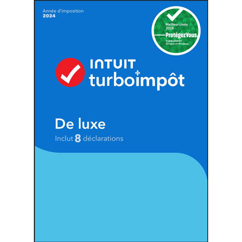 TurboImpôt De luxe 2024 - 3 utilisateurs - 8 déclarations - Français - Téléchargement numérique