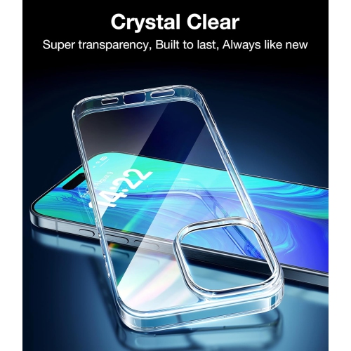 Crystal Clear Designed for iPhone 16 Pro Max Case, [Ultra-Thin] [Anti-Yellowing] [Military Drop Protective] Slim Soft Silicone TPU Cover for iPhone