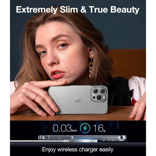 Crystal Clear Designed for iPhone 16 Pro Max Case, [Ultra-Thin] [Anti-Yellowing] [Military Drop Protective] Slim Soft Silicone TPU Cover for iPhone