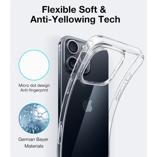 Crystal Clear Designed for iPhone 16 Pro Max Case, [Ultra-Thin] [Anti-Yellowing] [Military Drop Protective] Slim Soft Silicone TPU Cover for iPhone
