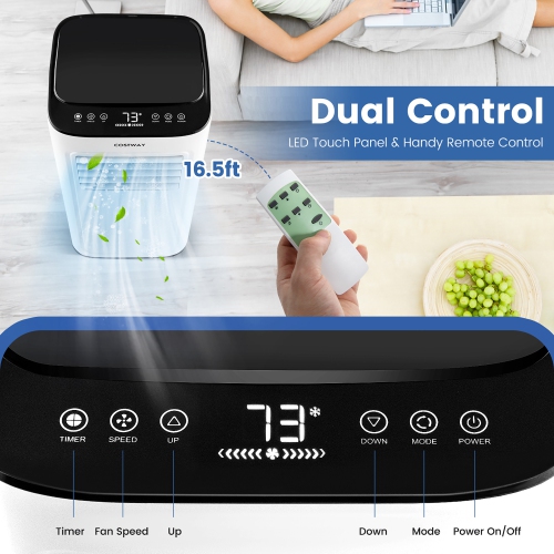 Climatiseurs portatifs, unité d'air, ventilateur et déshumidificateur 9000&nbsp;BTU de Costway avec minuterie de 24 h, 2 vitesses de ventilation,