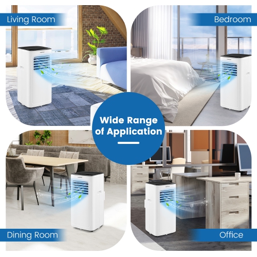 Climatiseurs portatifs, unité d'air, ventilateur et déshumidificateur 9000&nbsp;BTU de Costway avec minuterie de 24 h, 2 vitesses de ventilation,