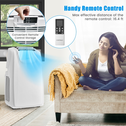 Costway 12,000 BTU Portable Air Conditioner, with Dual Hose, Remote Control, Powerful AC Unit Rooms up to 400 Sq.Ft. with Dehumidifier, Fan, Sleep