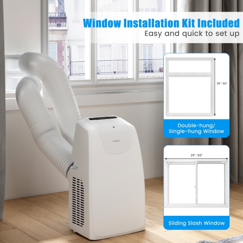 Costway 12,000 BTU Portable Air Conditioner, with Dual Hose, Remote Control, Powerful AC Unit Rooms up to 400 Sq.Ft. with Dehumidifier, Fan, Sleep