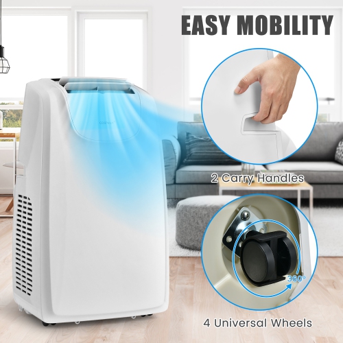 Costway 12,000 BTU Portable Air Conditioner, with Dual Hose, Remote Control, Powerful AC Unit Rooms up to 400 Sq.Ft. with Dehumidifier, Fan, Sleep