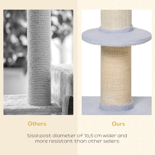 PawHut 36"H Large Cat Scratching Post for Indoor Cats, Bold Cat Tree Multi-Level Kitty Tower with Sisal Mat Scratch Rope, Pet Bed, Removable Cushion,