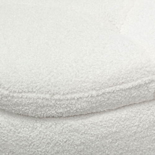 HOMCOM Boucle Storage Ottoman Bench, Tufted Teddy Fleece Bedroom Bench with Storage and Hinged Lid, 46 Inches Oval Foot Stool with Wood Legs for