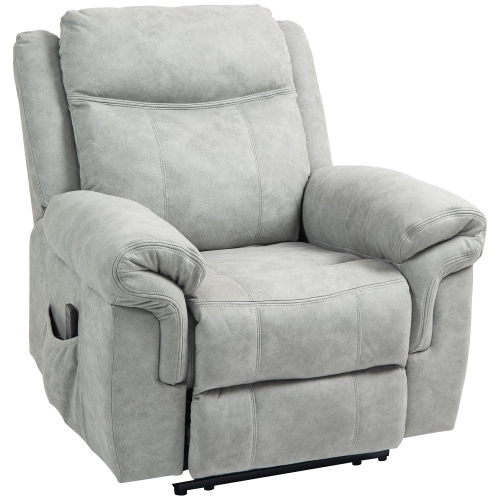 Fauteuil de massage inclinable et vibrant de HOMCOM, fauteuil inclinable manuel en microfibre pour salon avec pochettes latérales, repose-pieds, télé