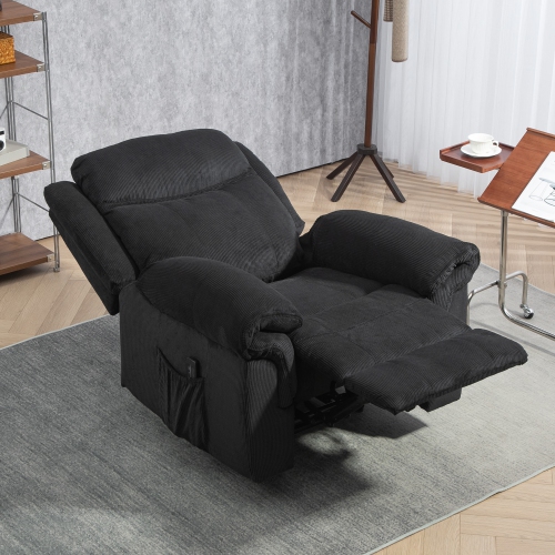 Fauteuil de massage inclinable à 8 points de HOMCOM, fauteuil inclinable manuel en velours côtelé pour le salon avec pochettes latérales,