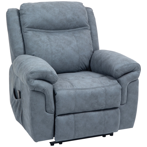 Fauteuil de massage inclinable et vibrant de HOMCOM, fauteuil inclinable manuel en microfibre pour salon avec pochettes latérales, repose-pieds, télé