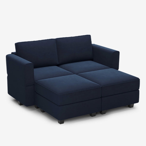 Image 1 de 5.. Belffin 4 Seats + 4 Sides Modular Velvet Sleeper Sofa with Storage Seat