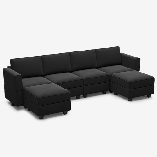 Image 1 de 9.. Belffin 6 Seats + 6 Sides Modular Velvet Sofa with Storage Seat