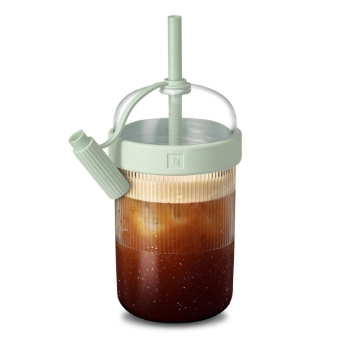 Machine à café et à espresso Nespresso Vertuo Pop+ par De'Longhi, noir réglisse, ensemble café glacé avec tasse de voyage, capsules de café glacé,