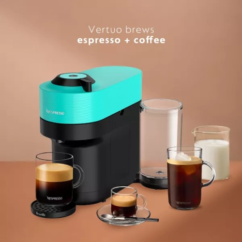 Nespresso Vertuo Pop+ Coffee and Espresso Machine by Breville - Aqua Mint