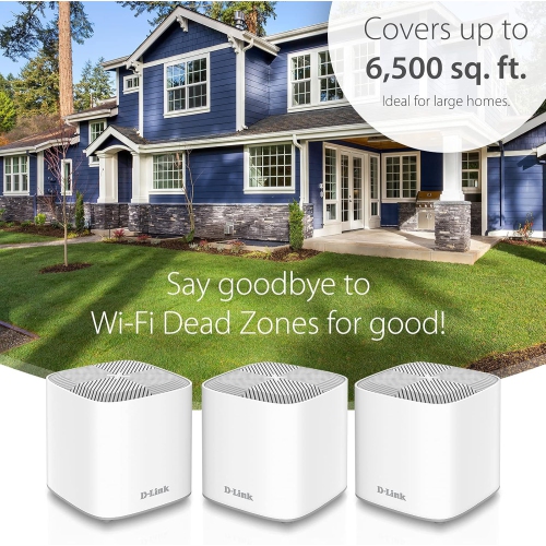 D-Link COVR AX1800 Whole Home Mesh Wi-Fi 6 System - Up to 6500 sq.ft. Coverage, Voice Control w/Amazon Alexa and Google Assistant