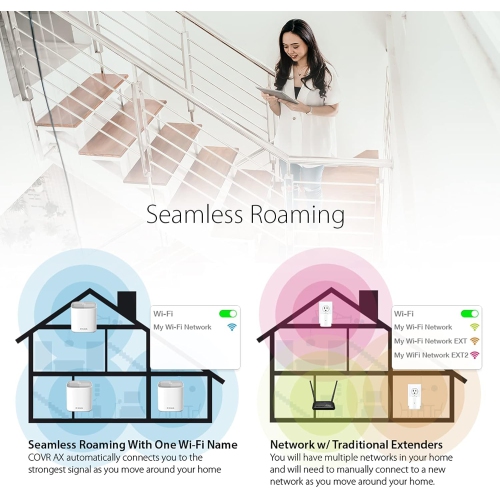 D-Link COVR AX1800 Whole Home Mesh Wi-Fi 6 System - Up to 6500 sq.ft. Coverage, Voice Control w/Amazon Alexa and Google Assistant