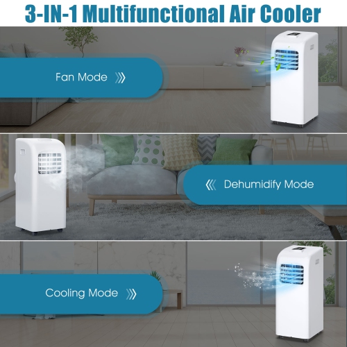 Costway 8,000 BTU Portable Air Conditioner with Remote Control, Energy Efficient, Cooling, Dehumidifying, Fanning, Sleeping Mode, Time Settings,