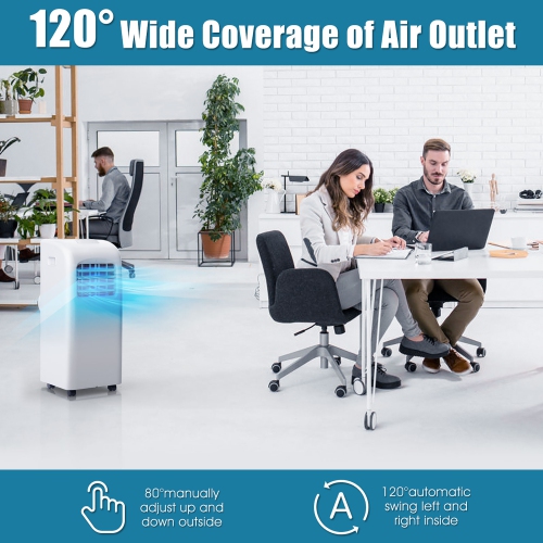 Costway 8,000 BTU Portable Air Conditioner with Remote Control, Energy Efficient, Cooling, Dehumidifying, Fanning, Sleeping Mode, Time Settings,