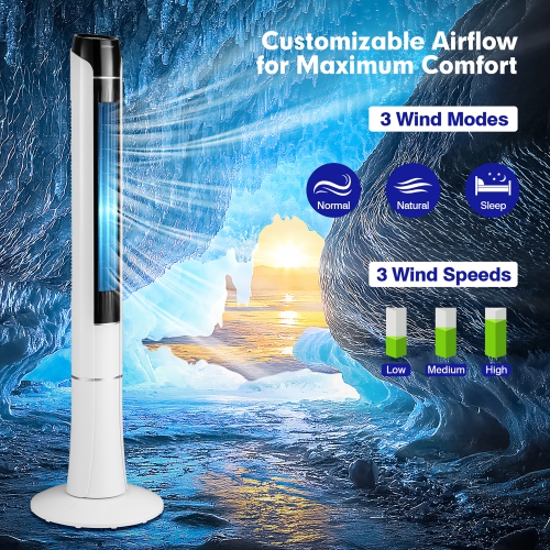 Costway 48" Tower Fan with Remote Control, Portable Standing Floor Fan with 80˚ Oscillating, 15H Timer, 3 Modes and 3 Speeds, Quiet Bladeless Fan for