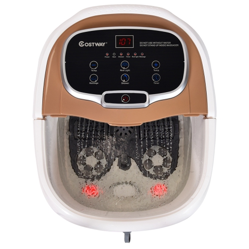 Masseur pour le bain de pieds avec chaleur de Costway, douche à eau réglable, balles de massage shiatsu motorisées, minuterie et commande de températ
