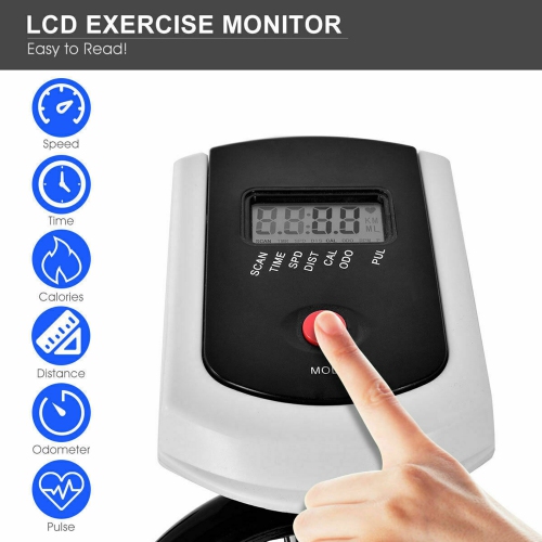 Costway Exercise Bike, Indoor Cycling Bike with LCD Monitor & Heart Sensor, Comfortable Seat Cushion, and Multi-grips Handlebar for Home Training &