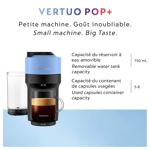 Nespresso Vertuo Pop+ Coffee and Espresso Machine by De'Longhi, Pacific Blue