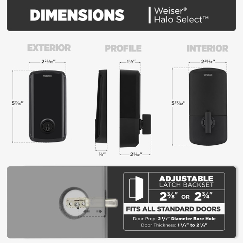 Weiser Halo Select Touchscreen Wi-Fi and Matter Enabled Smart Lock - Matte Black